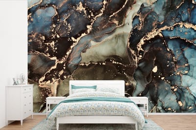 Behang - Fotobehang Marmer - Goud - Groen - Breedte 525 cm x hoogte 350 cm