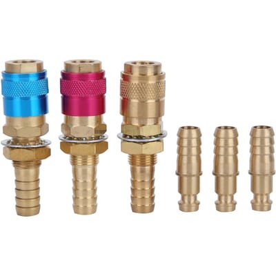 3 stuks M10 Rood+Geel+Blauw Watergekoeld&Gas Adapter Snelkoppeling Fitting Voor TIG Lasbrander beige