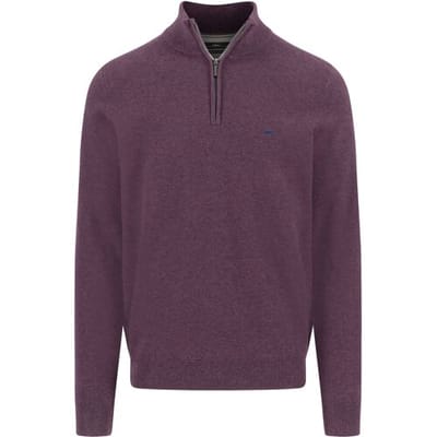Fynch-Hatton Trui Troyer Zip Faux-Uni Fine Texture Aubergine / male