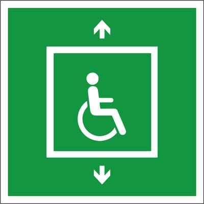 Evacuatielift voor invalide sticker, E070 50 x 50 mm - 10 stuks per kaart
