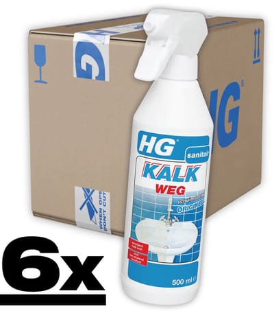 6 x HG - Sanitair - Kalkweg Schuimspray - Voor Stralend Resultaat - 500 ml - Kalkverwijderaar - Kalkreiniging - Badkamerschoonmaak - Douche Schoonmaken - Chroom Schoonmaken