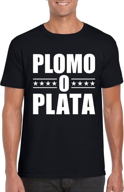 Zwart plomo o plata t-shirt voor heren S