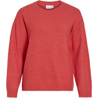 Vila Trui Viliga L/s O-neck Knit Top - Noos 14113016 Hibiscus/melange Dames Maat - XXL