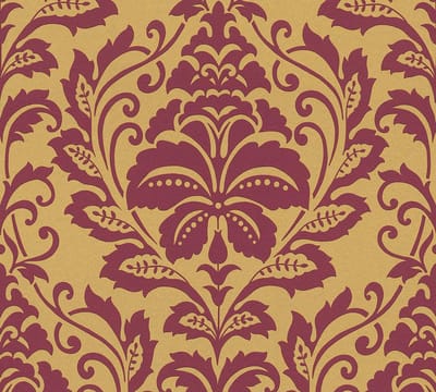 Barok behang Profhome 369103-GU vliesbehang glad met ornamenten glanzend goud rood 5,33 m2