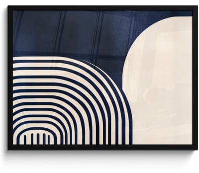 Poster in lijst - Fotolijst 70x50 cm - Posters - Donkerblauw - Abstract - Lijnen - Posterlijst zwart - Decoratie - Wanddecoratie woonkamer - Muurdecoratie slaapkamer