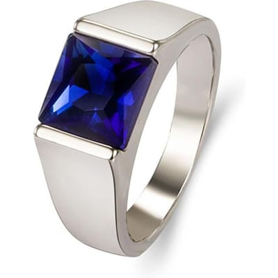 WOSIKATE Trendy Herenring Met Geometrische Vierkante Saffier Eenvoudige Sfeer Mannen Zakelijke Ring Mode Sieraden Maat 6-10 9