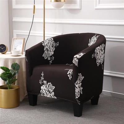 Bloemen Spandex Bankhoes Relax Stretch Eénzits Kuipfauteuil Clubfauteuil Banken Slipcovers voor Woonkamer Elastische Fauteuil Beschermhoes black