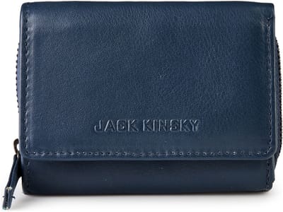 Jack Kinsky Livorno 120 Portemonnee RFID-bescherming Leer 10 cm - Dames - Horizontaal - navy
