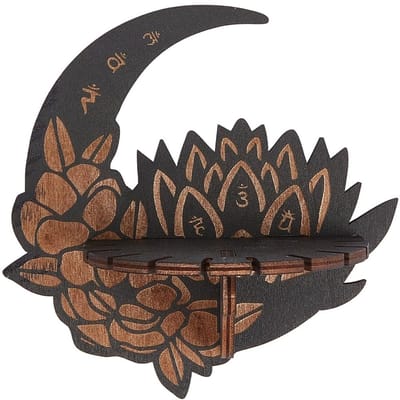 Dailygoody - Kristallen rekdisplay - Wanddecoratie - Houten lotusmaanvorm - Sieradenhouder - Spiritueel cadeau voor vrouwen en mannen