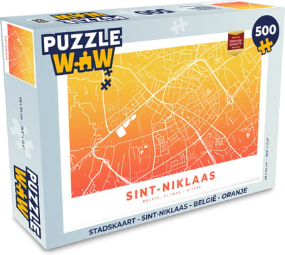 Puzzel Stadskaart - Sint-Niklaas - België - Oranje - Legpuzzel - Puzzel 500 stukjes - Plattegrond