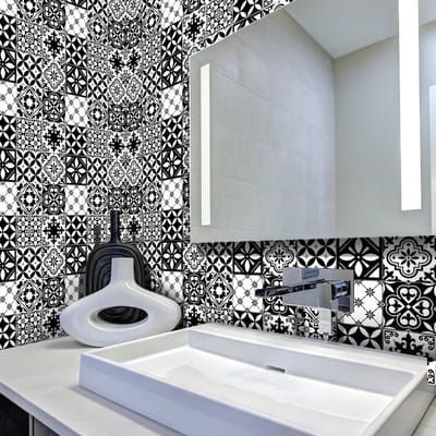 Zelfklevende tegelmuurstickers voor keuken en badkamer - 60 cementtegelstickers (Azulejos Alejo) - 60 stickers, 15x15cm