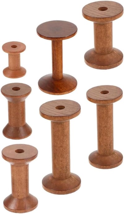 Houten Klossen - Garen Spoelen - Handwerk Organiseren - Sterke Houten Constructie - 7 Stuks - Lichtbruin