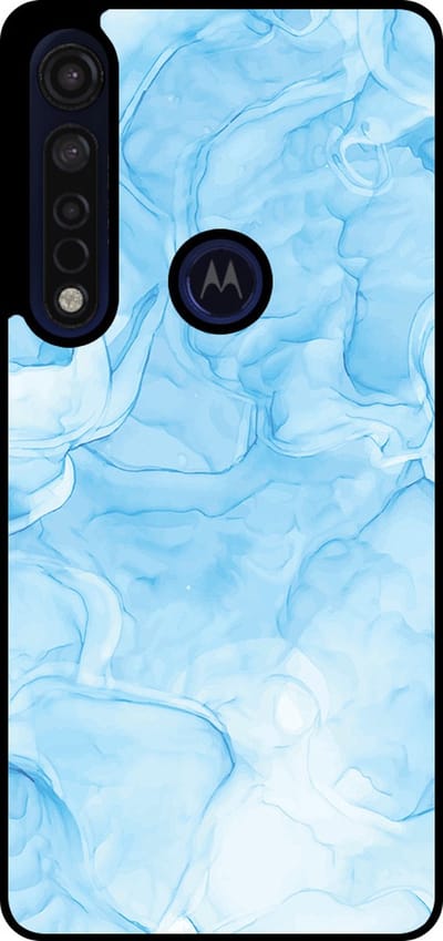 Smartphonica Telefoonhoesje Geschikt voor Motorola Moto G8 Plus met marmer opdruk - TPU backcover case marble design - Lichtblauw geschikt voor Motorola Moto G8 Plus