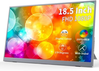 Draagbare monitor - Extern display - Werk en entertainment - Aluminium behuizing - 185 inch - Zwart