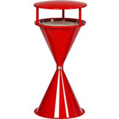 Staande asbak met dak en ronde voet, kunststof, rood