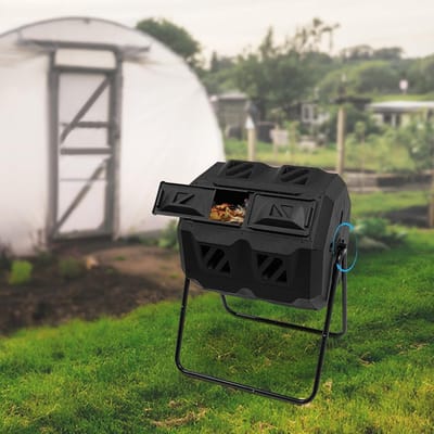 Dubbele Kamer Compostbak - Roterende Tuimelcompostbak met 100 Liter Capaciteit