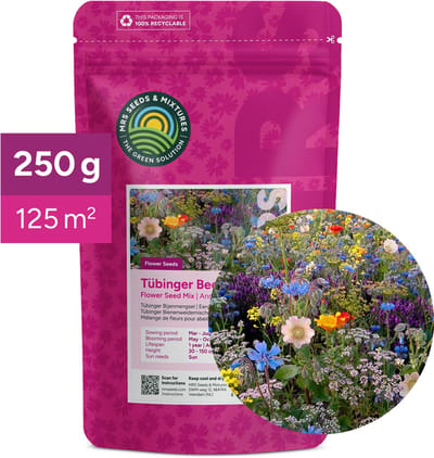 MRS Tübinger Bijenmengsel - Bloemenmengsel voor bijen - 250 gram voor 125 m² - Bloemzaden - Rijk aan nectar en stuifmeel - Lokt hommels, honing- en wilde bijen