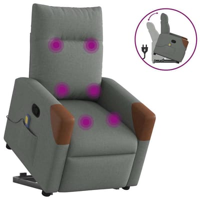 vidaXL - Sta-op-massagestoel - verstelbaar - stof - donkergrijs