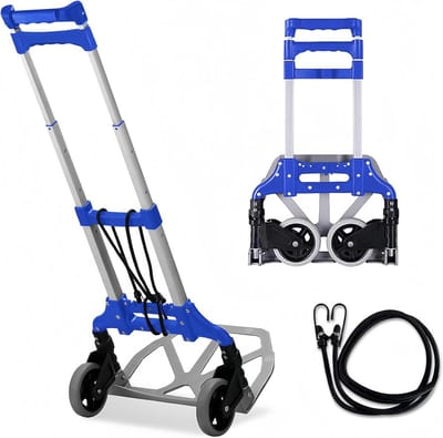 Inklapbare Steekwagen met Telescoopsteel tot 100 cm en Hoge Draagkracht