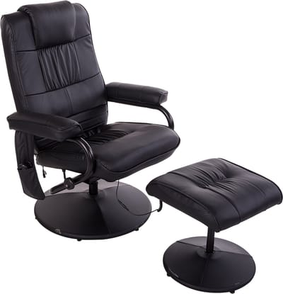 HOMCOM - Massagestoel - met voetenbank - met massagefunctie - Zwart