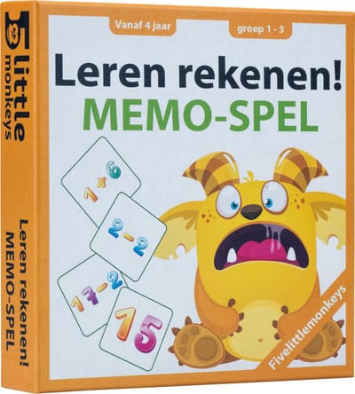 Fivelittlemonkeys Leren Rekenen Memo-Spel – Educatief Kaartspel – Kinderspel vanaf 4 Jaar – Optellen & Aftrekken – 2 tot 4 Spelers – Rekenontwikkeling – Cadeau Kind – Sinterklaas & Kerst