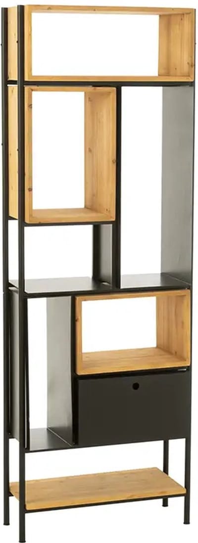 J-Line kast Tina - hout/ijzer - zwart/naturel - small