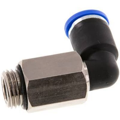 8mm x G1/4'' 90 graden L-verbinding Messing/PA 66 Insteekfitting Buitendraad Lange Huls Draaibaar NBR [2 Stuks]
