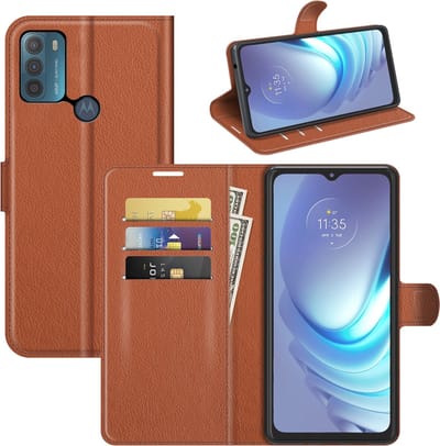 MobyDefend Hoesje - Geschikt voor Motorola Moto G50 - Kunstleren Wallet Book Case (Sluiting Voorkant) - Bruin