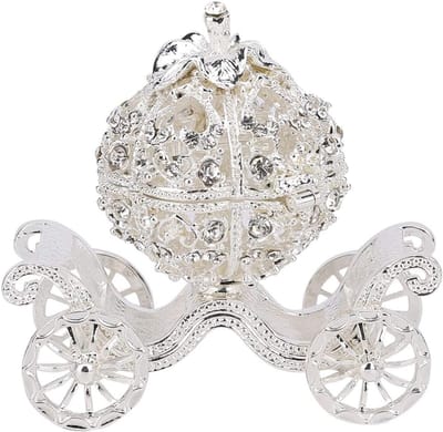 Sieradendoos Pompoenkoets - Decoratieve Doos - Opbergen Kleine Items - Wielen Rollen - 10x9x6 cm - Gekleurd