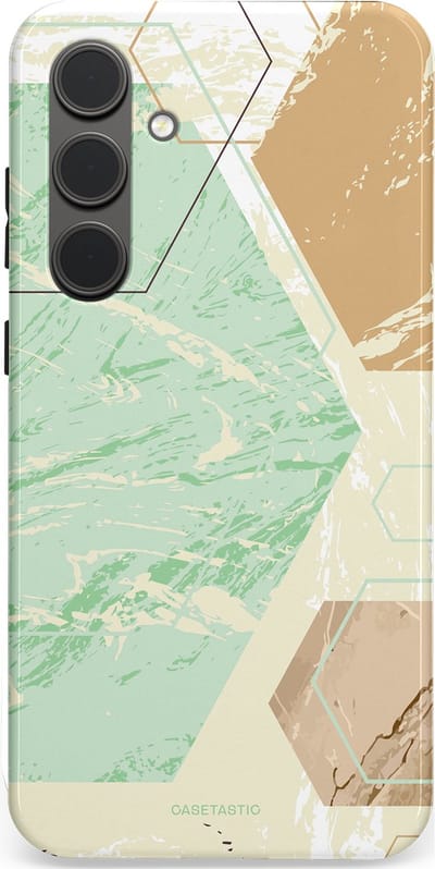 Casetastic hoesje geschikt voor Samsung Galaxy S24 Plus - Dubbellaagse bescherming - Vlaklicht - Fashion Case - Crème Mintgroen Wit Lichtgrijs