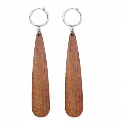 Klem oorbellen- bruin- hout- zilverkleur- Solange-geen gaatje-Charme Bijoux