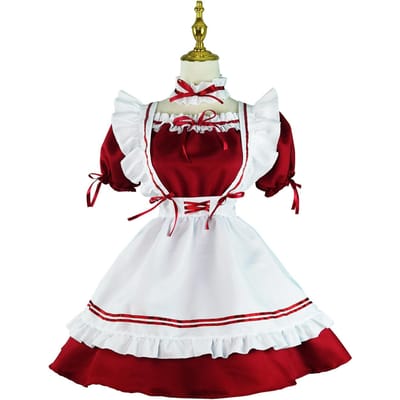 Nieuwe damesmode meid outfit jurk cosplay kostuum strik schattige pop kraag lolita jurken korte mouw vestidos lolita gewaad baljurk kostuum S wijnrode kleur
