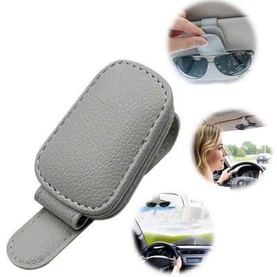 Brillenclip - zonnebrilhouder - autozonneklepclip - magnetische brillenclip - zonneklep bonhouder - gebruikt voor het opbergen van ontvangst, bankpassen en brillen - op de zonneklep van de auto (10*4cm - grijs)