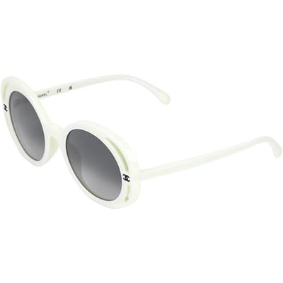CHANEL Gradient Lenzen Acetaat Onregelmatige Zonnebril Dames Beige zwart