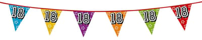 Boland Vlaggenlijn 18 jaar - multicolor - glitters - 8 meter - kunststof - vlaggetjes