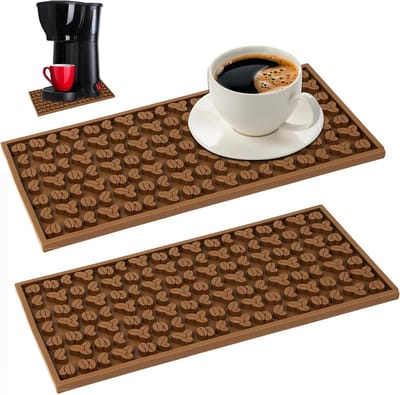 Afdruipmat voor koffiezetapparaten en keukenblad - antislip, absorberend PVC, 2 stuks