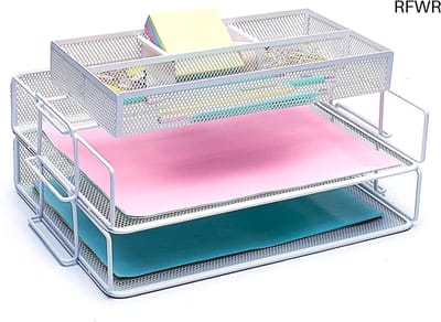 RFWR® Organisator voor bureau met 2 lagen en memohouder - perfect voor kantoor en school
