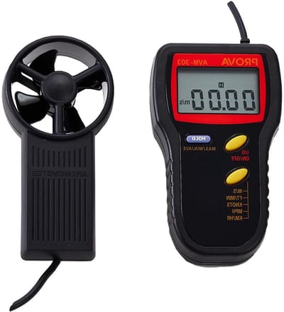 Anemometer Windmeter - Luchtstroommeter Windsnelheidsmeter - Luchtmeting Uitvoeren - Hoge Nauwkeurigheid - 20 x 10 x 15 cm - Grijs