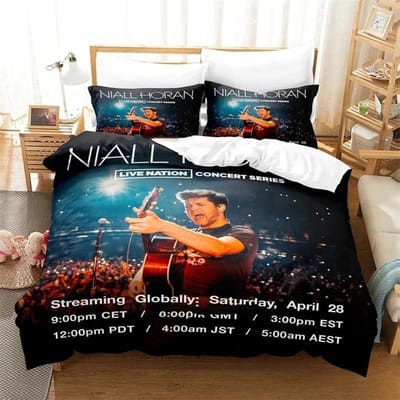 3D Print Niall Horan Beddengoedset, Dekbedovertrek Dekbedset Quiltovertrek Kussensloop, King Queen Twin Size Jongens Meisjes Volwassenen 70x133cm 2pcs