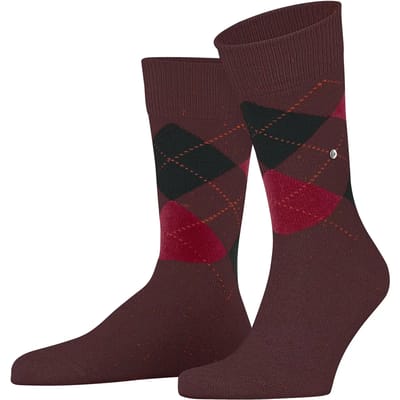 Burlington Dundee gedessineerd wol sokken heren rood - maat 40-46