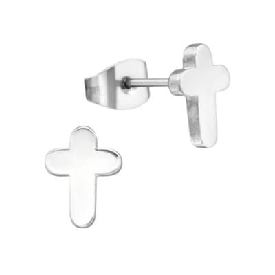Aramat Jewels | Oorbellen | Stalen Kruisjes Oorbellen Zilverkleurig – 10x7mm | | | |7mm | Staal | Kinderen, Volwassenen | Verkleurd niet