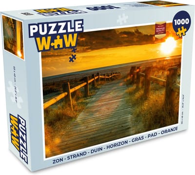 Puzzel Zon - Strand - Duin - Horizon - Gras - Pad - Oranje - Legpuzzel - Puzzel 1000 stukjes volwassenen