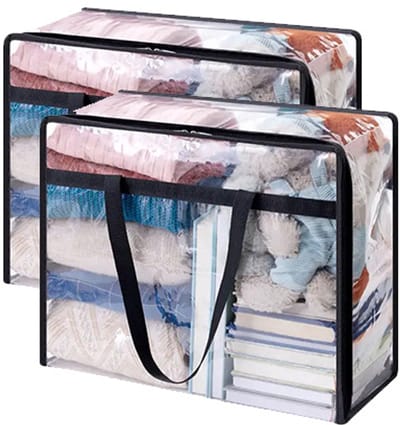 2 stuks grote opbergzakken - 60L transparante opbergzakken - Quiltopbergzakken - Verhuiszakken - Opbergzakken voor quilts, kleding en speelgoed - Transparant