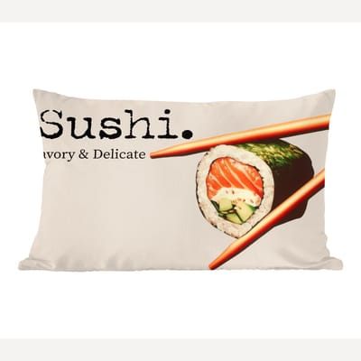 Sierkussens - Kussentjes Woonkamer - 60x40 cm - Sushi - Zalm - Rijst - Japans