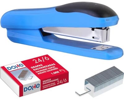 Nietmachine met 1000 Nietjes - Compact Kantoorbenodigdheden voor 20 Bladen - Blauw