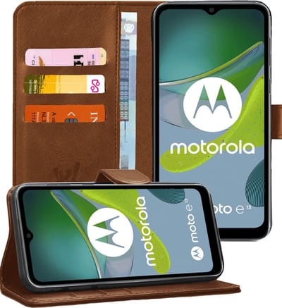 Hoesje geschikt voor Motorola Moto E13 - Portemonnee Book Case Bruin