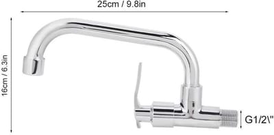 Koud Water Wandmontage Keuken en Badkamer Kraan 25cm