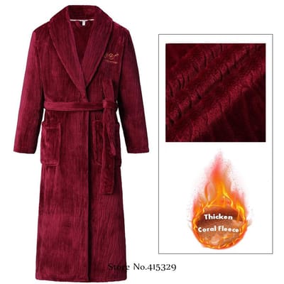 Koraalfluweel Badjas Douche Kimono Robe Winter Nieuw Heren Huispak Los Verdikt Pyjama 3XL black