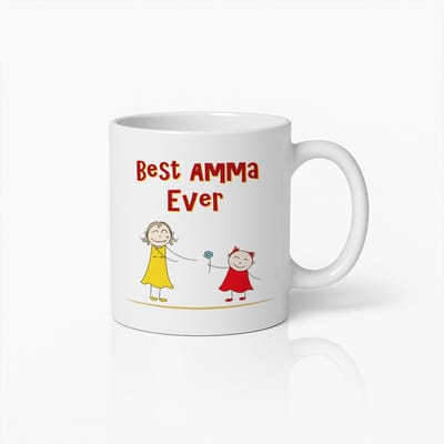 Best Amma Ever Mok - Keramische Koffiebeker - Moederdag Cadeau - Illustratie Moeder en Kind