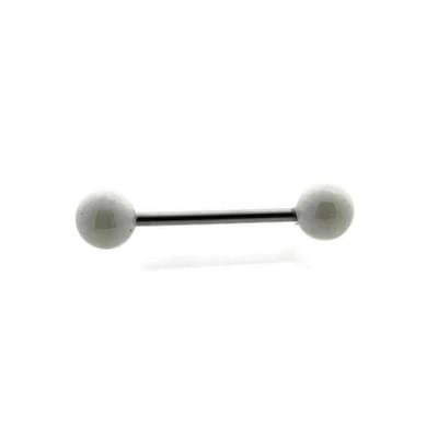 Aramat Jewels | Tongpiercings | Trendy Parel Tongpiercing -Staal | Mat Wit | |6mm | Staal | Volwassenen | Verkleurd niet